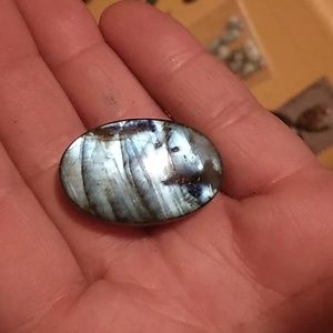 Stunning silver blue turquoise labradorite cabochon oval